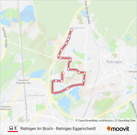 Автобус E: карта маршрута