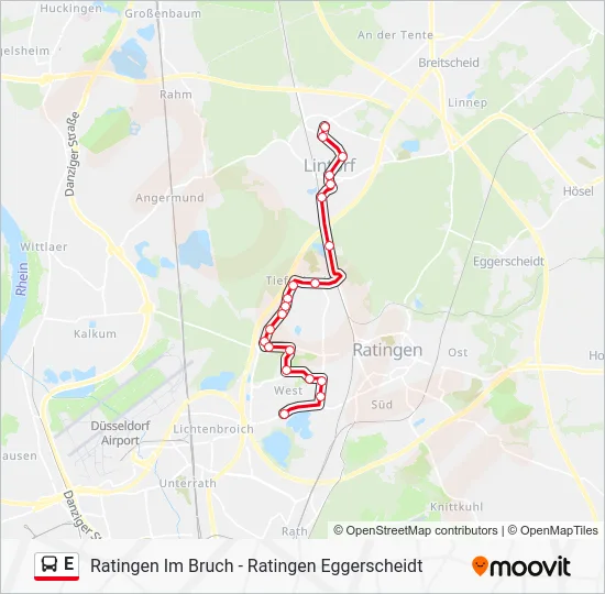 Автобус E: карта маршрута