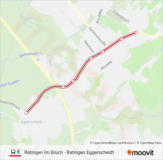 Автобус E: карта маршрута