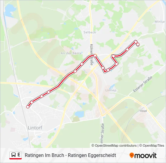 Автобус E: карта маршрута