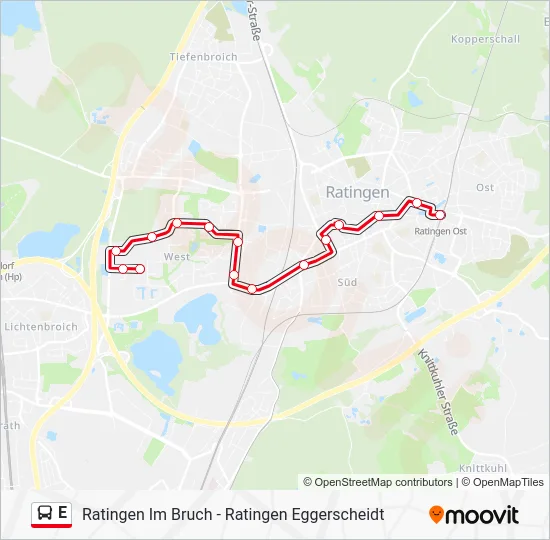 Автобус E: карта маршрута