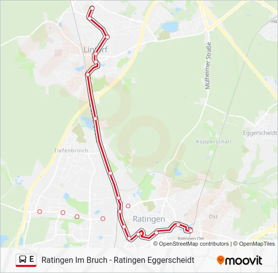 Автобус E: карта маршрута