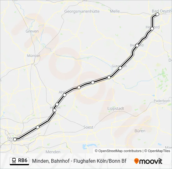 Поезд RB6: карта маршрута