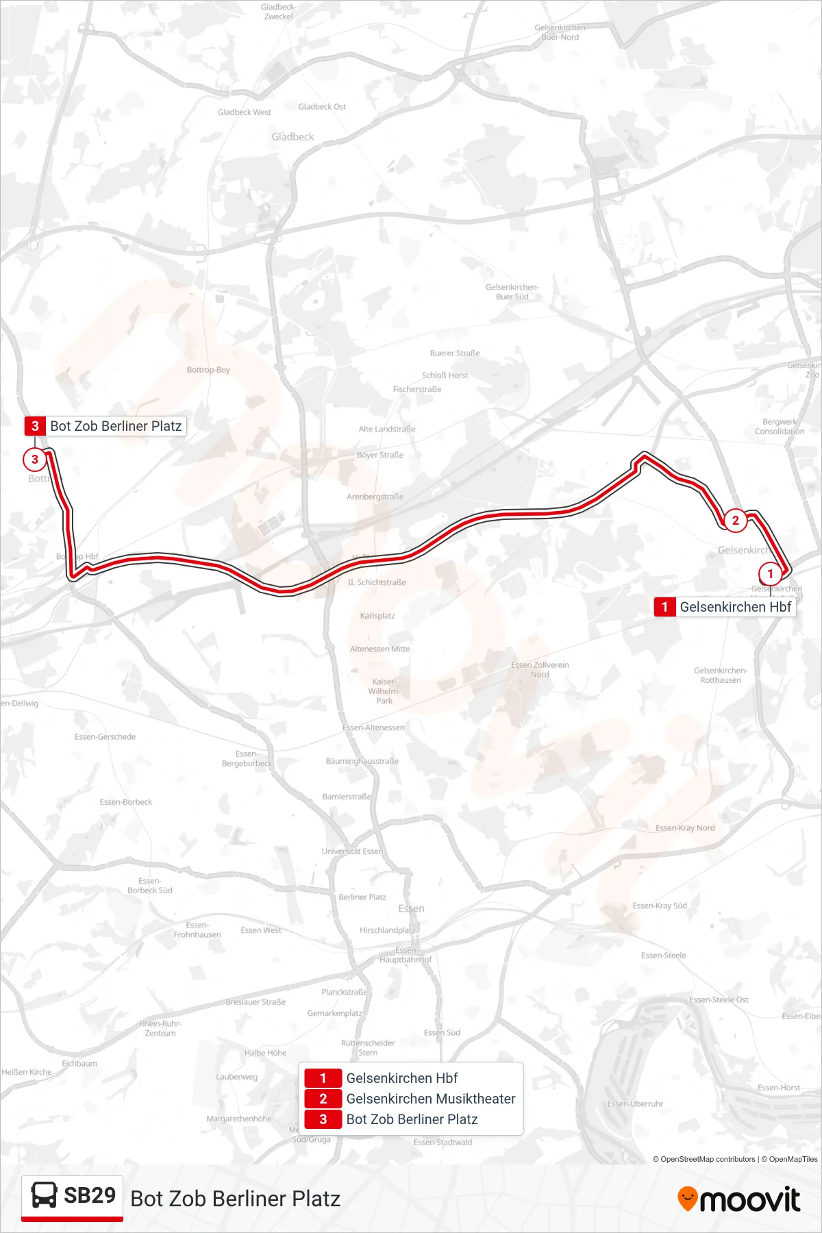 Linie SB29 (Bus) Richtung Bot Zob Berliner Platz: Route und Haltestellen auf der Karte