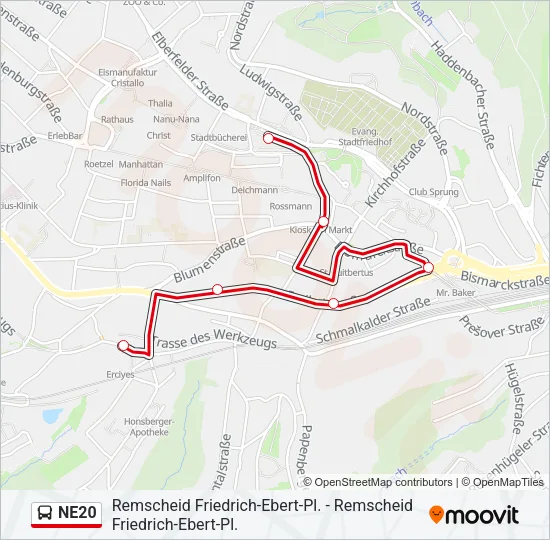 NE20 Bus Line Map