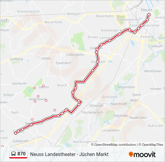 870 Bus Line Map