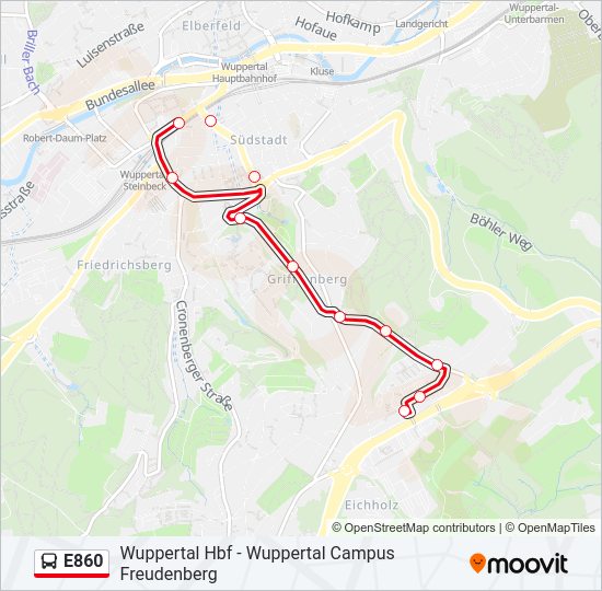 E860 bus Line Map