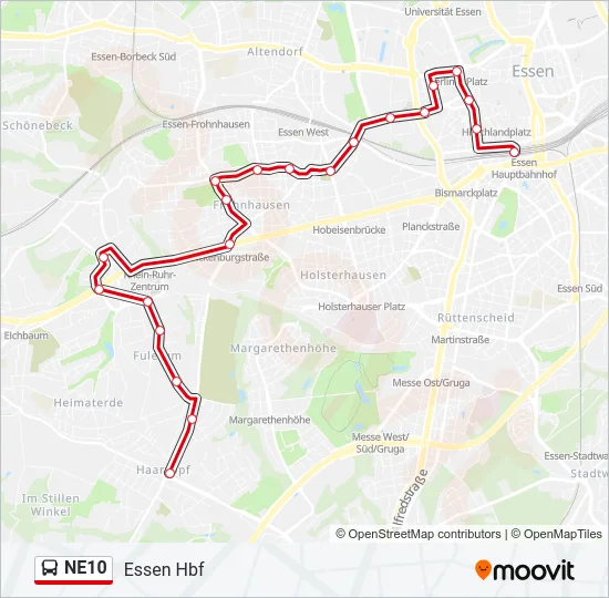 NE10 Bus Line Map