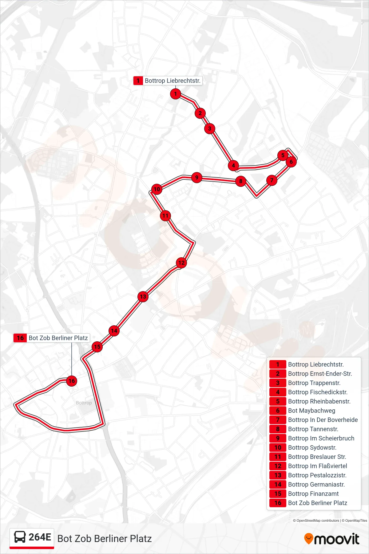 Linie 264E (Bus) Richtung Bot Zob Berliner Platz: Route und Haltestellen auf der Karte