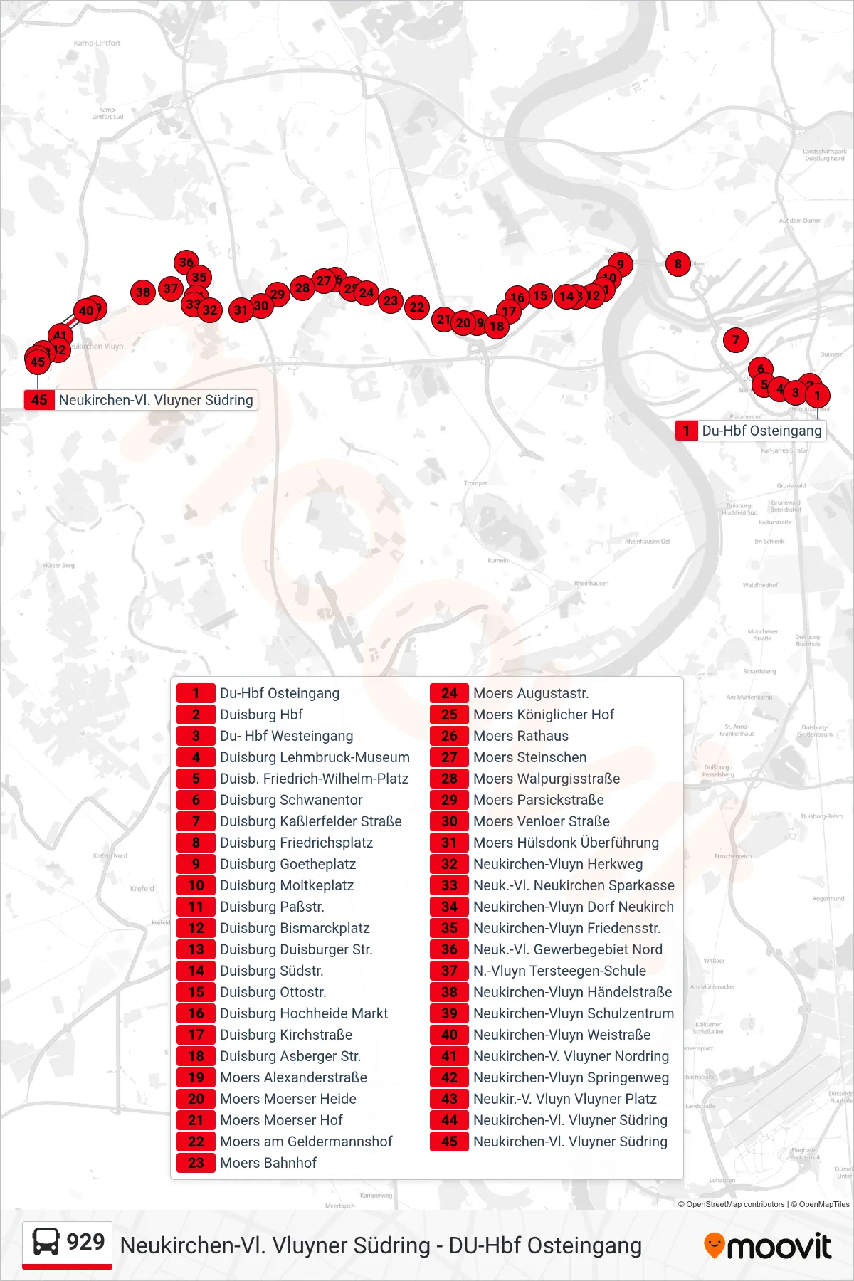 929 bus Line (Neukirchen-Vl. Vluyner Südring) route and stops on a map