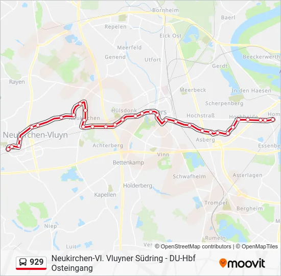 Автобус 929: карта маршрута