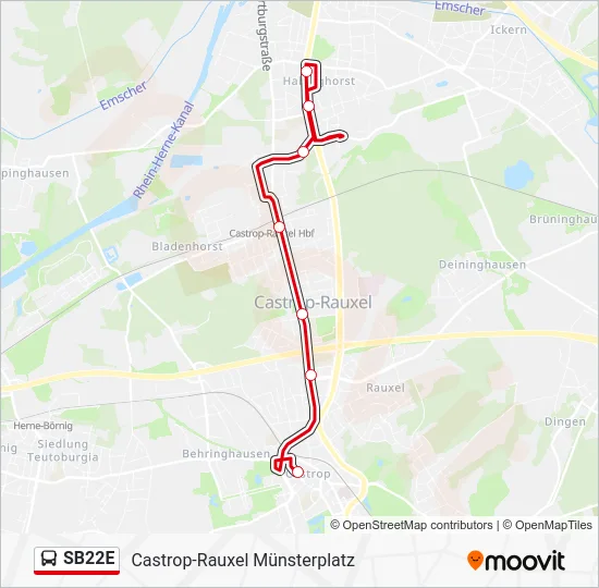 Автобус SB22E: карта маршрута