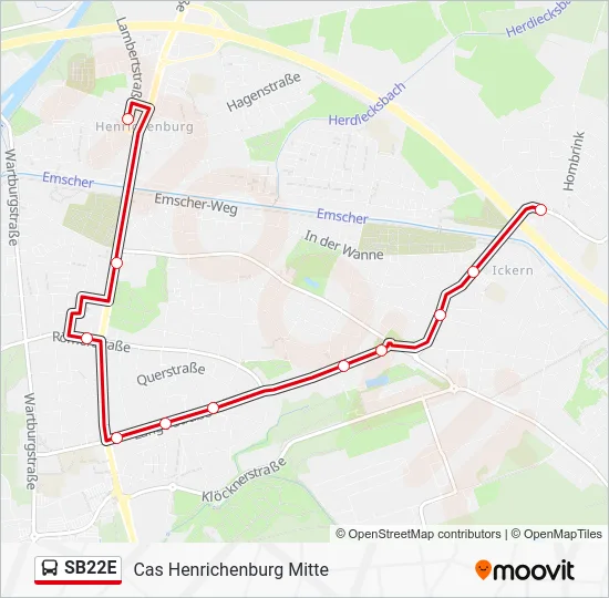 Автобус SB22E: карта маршрута