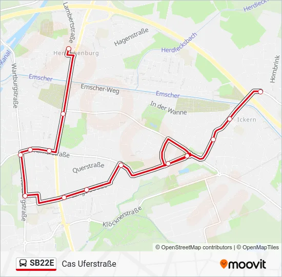 Автобус SB22E: карта маршрута