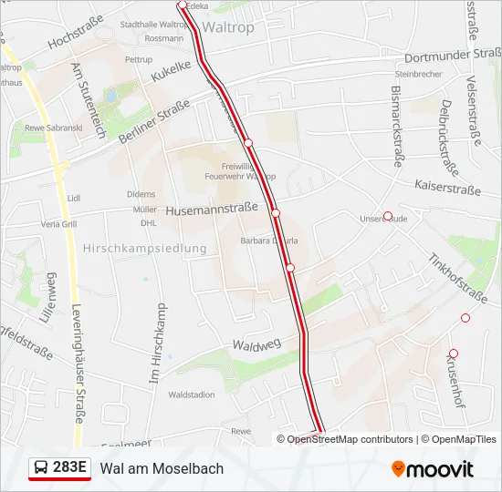 283E Bus Line Map
