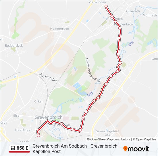 858 E Bus Line Map