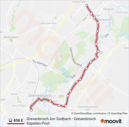 858 E Bus Line Map