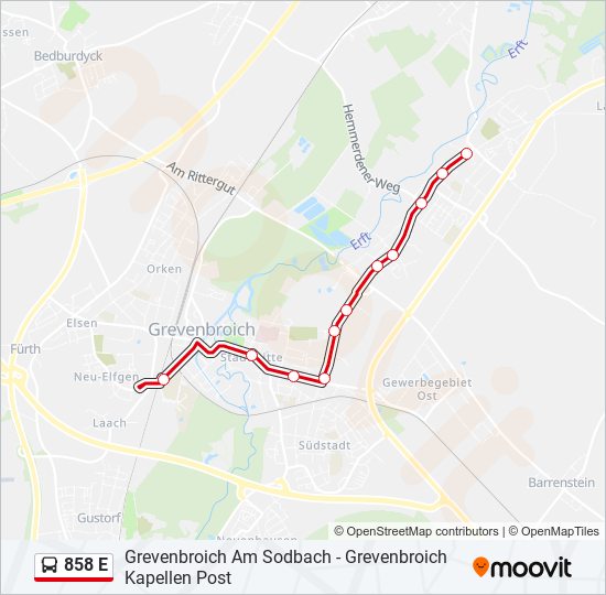 858 E bus Line Map