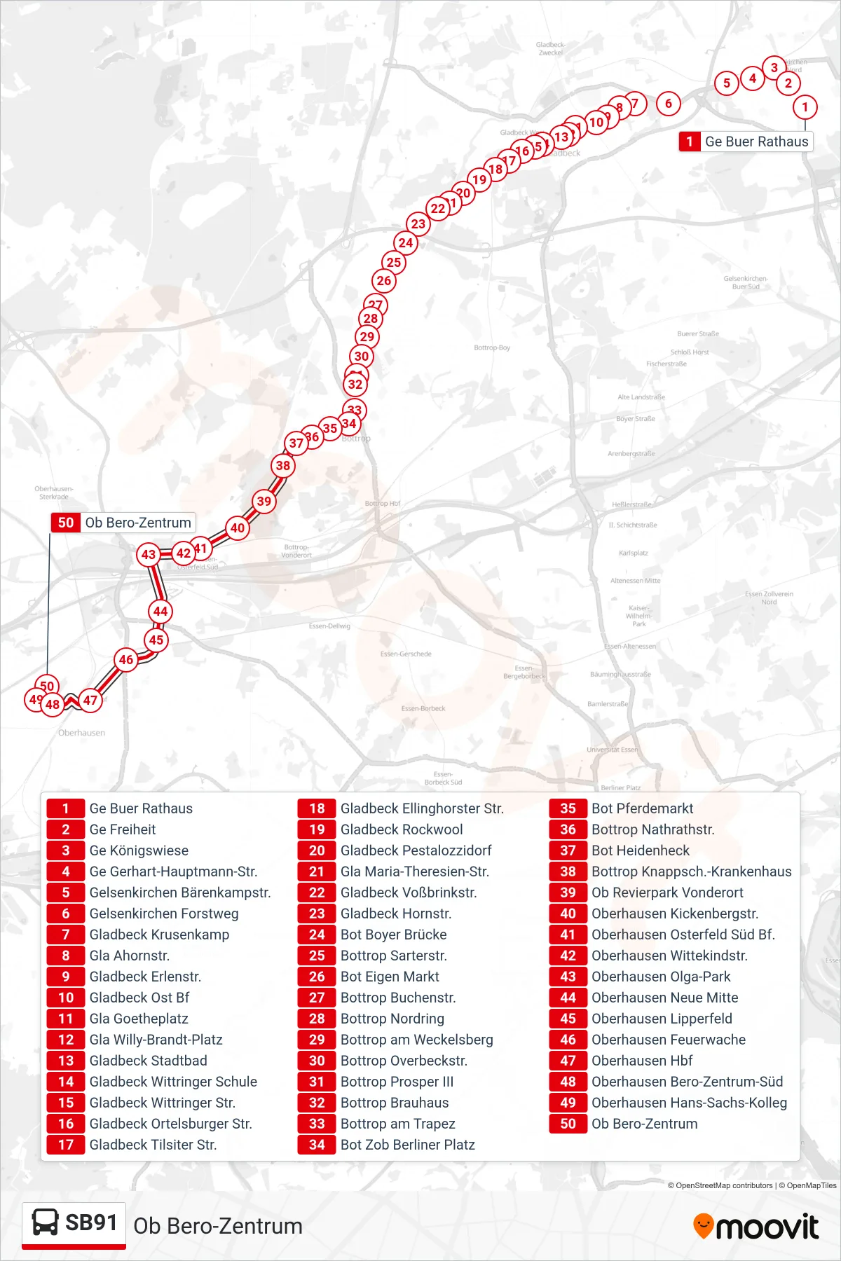 Linie SB91 (Bus) Richtung Ob Bero-Zentrum: Route und Haltestellen auf der Karte