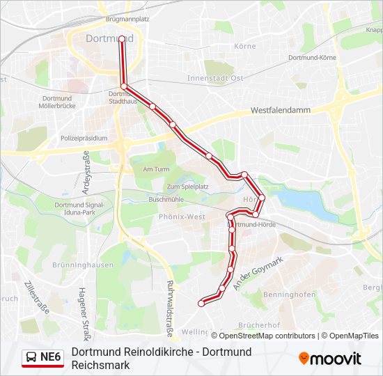 NE6 Bus Line Map