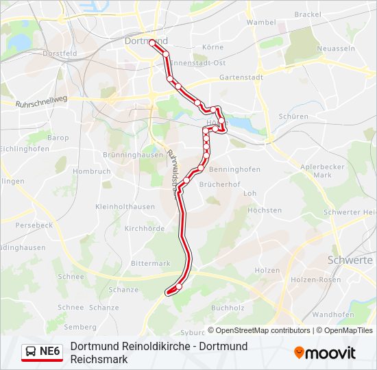 NE6 Bus Line Map