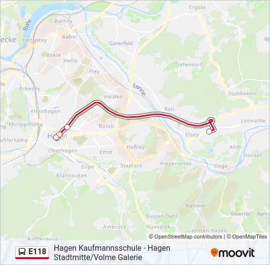 E118 bus Line Map