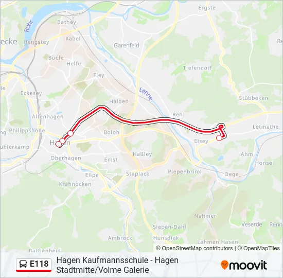 E118 Bus Line Map