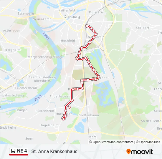 NE 4 Bus Line Map