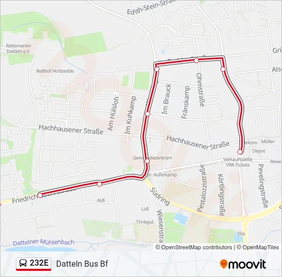 232E Bus Line Map
