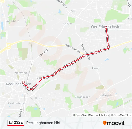232E Bus Line Map