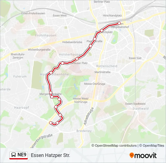 NE9 Bus Line Map