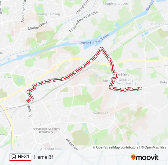 NE31 Bus Line Map