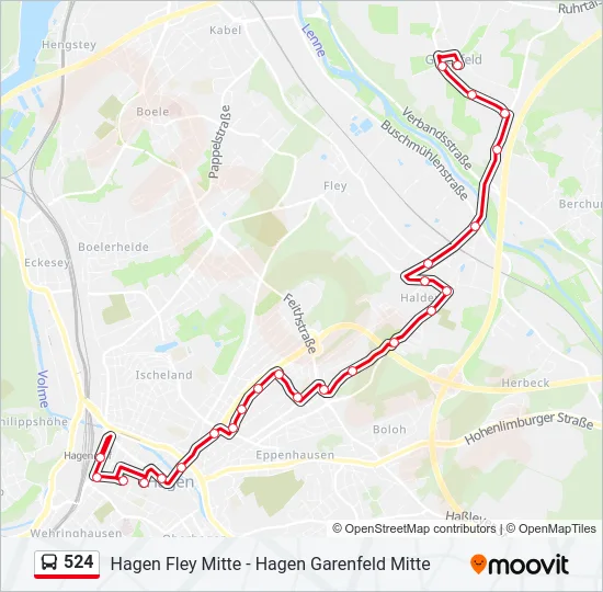 524 Bus Line Map