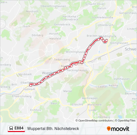 E884 Bus Line Map