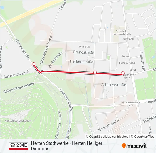 234E Bus Line Map