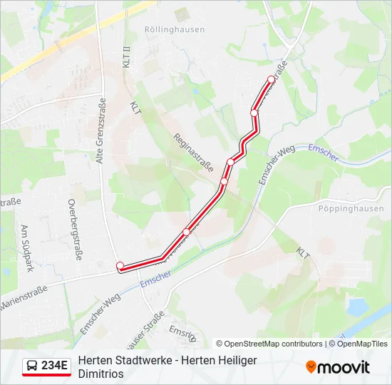 234E Bus Line Map