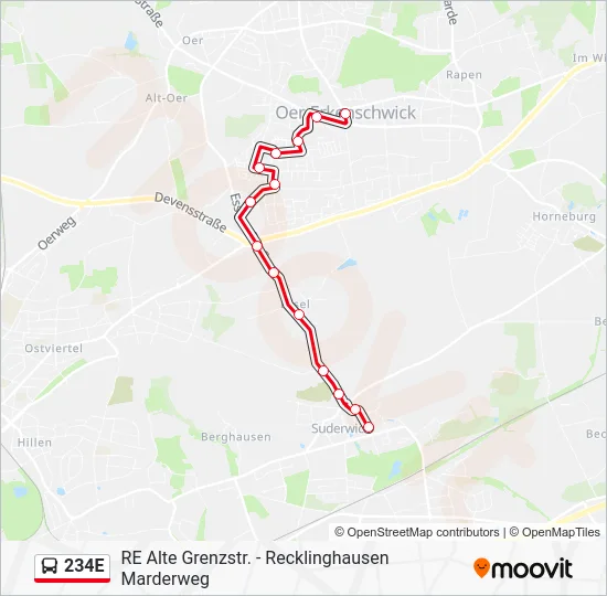 Автобус 234E: карта маршрута