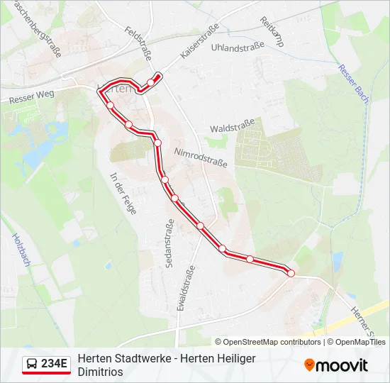 234E Bus Line Map