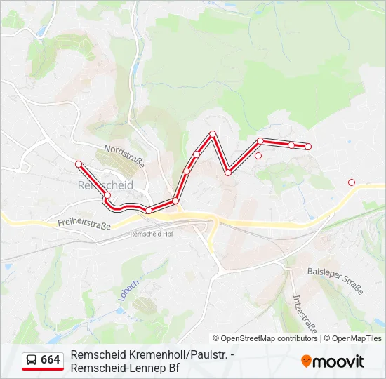 664 Bus Line Map