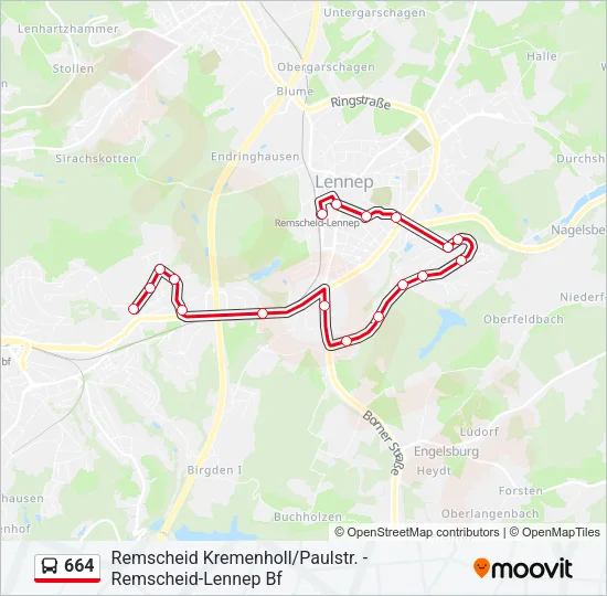 664 Bus Line Map