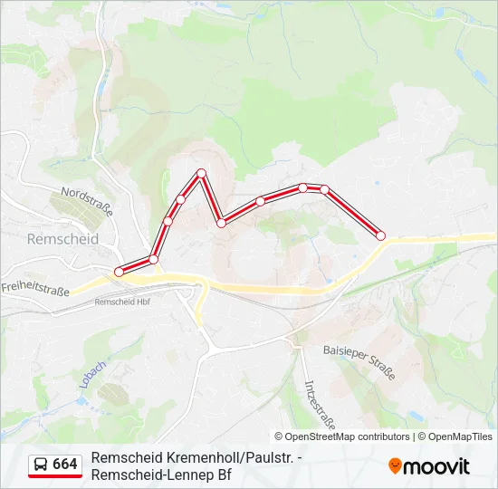 664 Bus Line Map