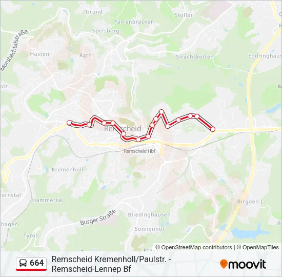 664 Bus Line Map