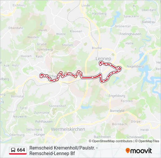 664 Bus Line Map