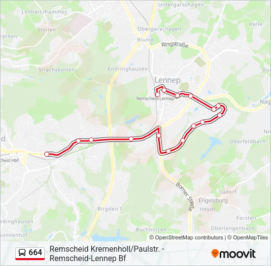 664 Bus Line Map