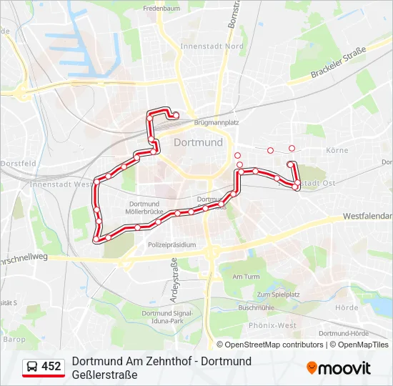 452 Bus Line Map