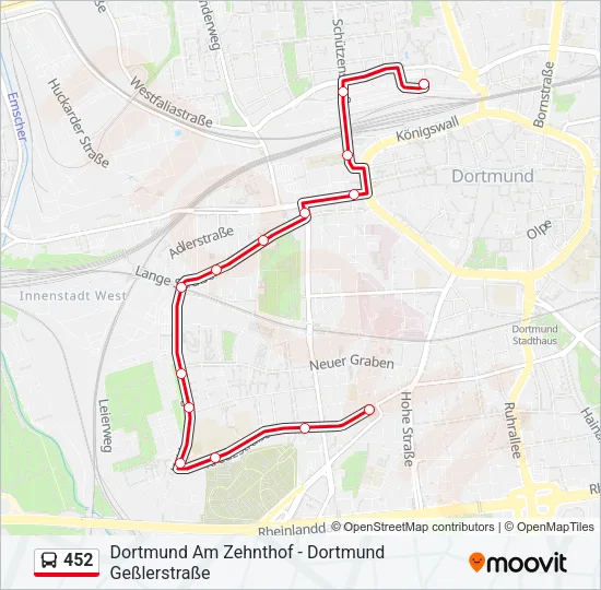 452 Bus Line Map