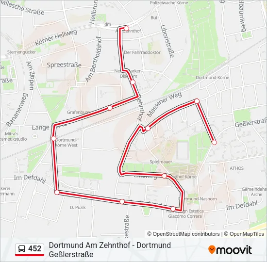 452 Bus Line Map