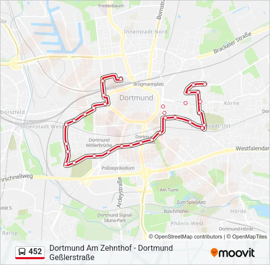 452 Bus Line Map