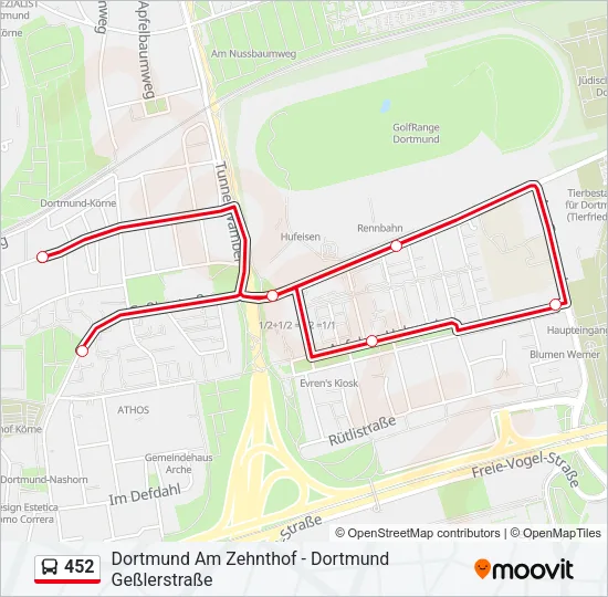 452 Bus Line Map