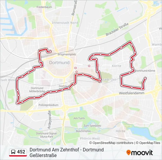 452 Bus Line Map